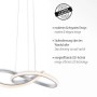 Moderne LED-Pendelleuchte Maria aus Aluminium, geschwungenes Design, dimmbar, 57x120 cm.