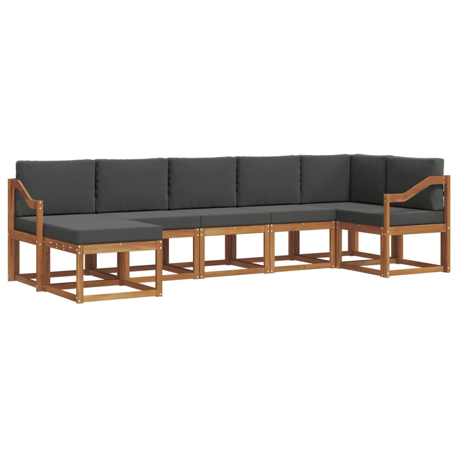 vidaXL Outdoor-Sofagarnitur mit Kissen 7-Tlg Natur und Anthrazit 3366725