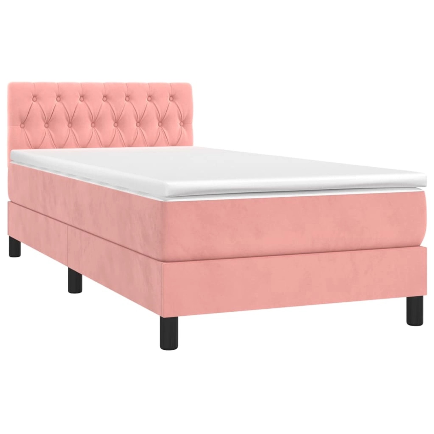 vidaXL Boxspringbett mit Matratze & LED Rosa 90x200 cm Samt 3134566 günstig online kaufen