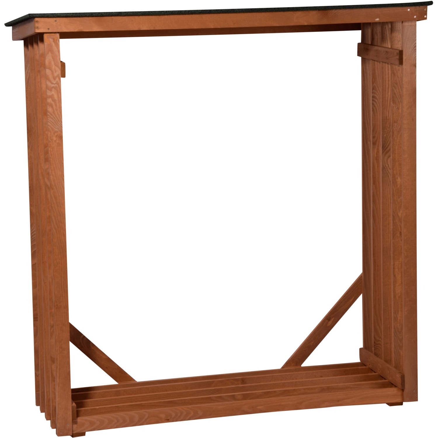 Dobar Kaminholzregal aus Kiefernholz, braun lasiert, mit Bitumendach, 140x50x143 cm.