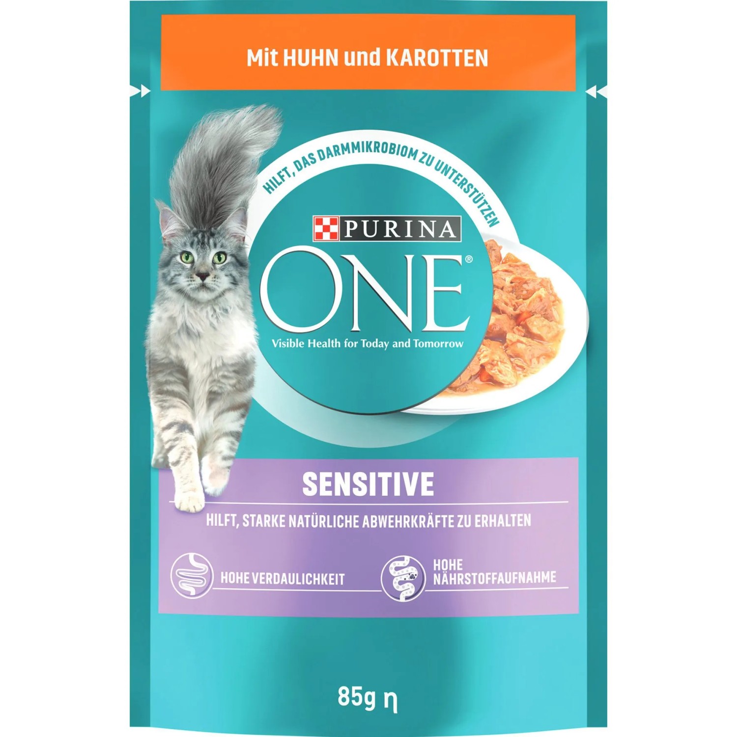 Purina One Katzenfutter Adult mit Huhn und grünen Bohnen 85g Portionsbeutel