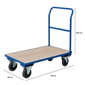 Profi Plattformwagen in Lichtblau, 102x60x98cm, Traglast 450kg. Ideal für den Transport schwerer Lasten.