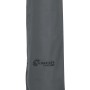 Graue Schneider Premium Schutzhülle für Sonnenschirme bis Ø 300 cm auf einem Schirmständer.