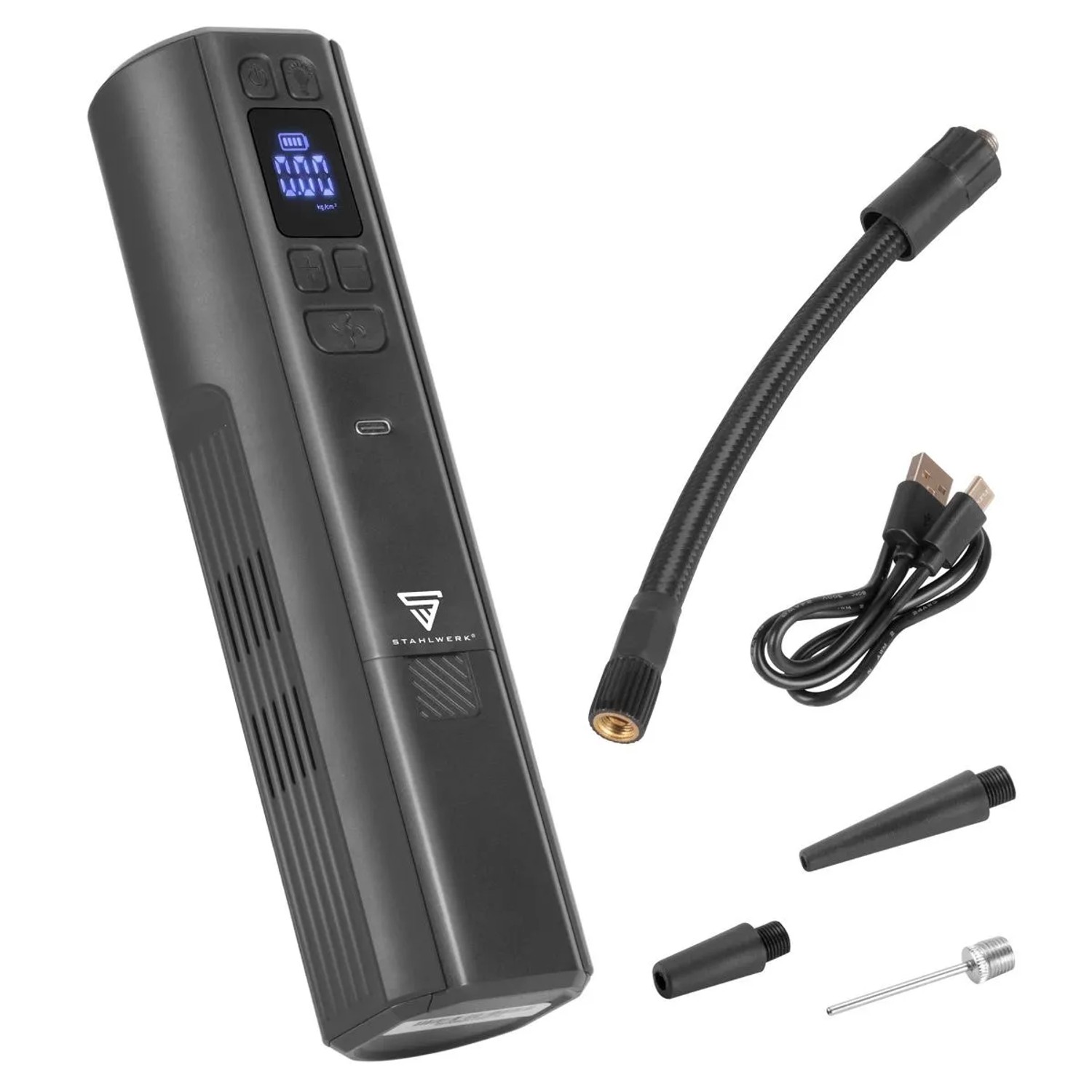 STAHLWERK Akku-Kompressor HF-800 ST Mini-Reifenkompressor 4,2 bar mit LED-Licht