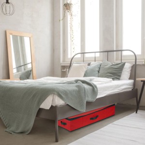 Relaxdays Geschenkpapier Aufbewahrungsbox Stoff Rot Staubgeschützt Platzsparend 81 cm x 35 cm x 14,5 cm 0,8 kg
