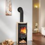 Justus Usedom 7 Kaminofen mit Sandstein Verkleidung, 7 kW Leistung, stehend im Wohnraum.
