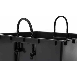 Anthrazitfarbener Siena Garden Pflanztopf Lyon, 40x40x75 cm, mit Tragegriffen.