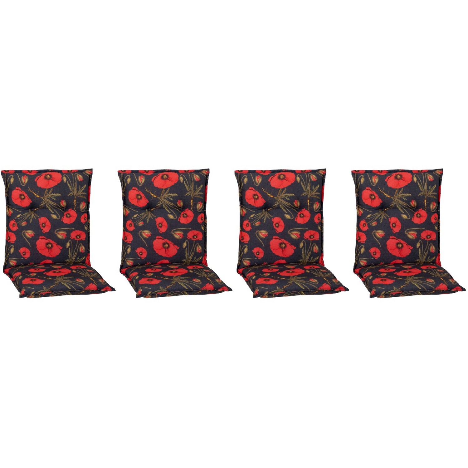 Beo Sitzauflage Niedriglehner Trondheim 4er-Set mit roten Mohnblüten günstig online kaufen