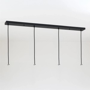 Schwarzer Orion Lightstyle Deckenbaldachin mit 4 Auslässen für Lampen und Leuchten.