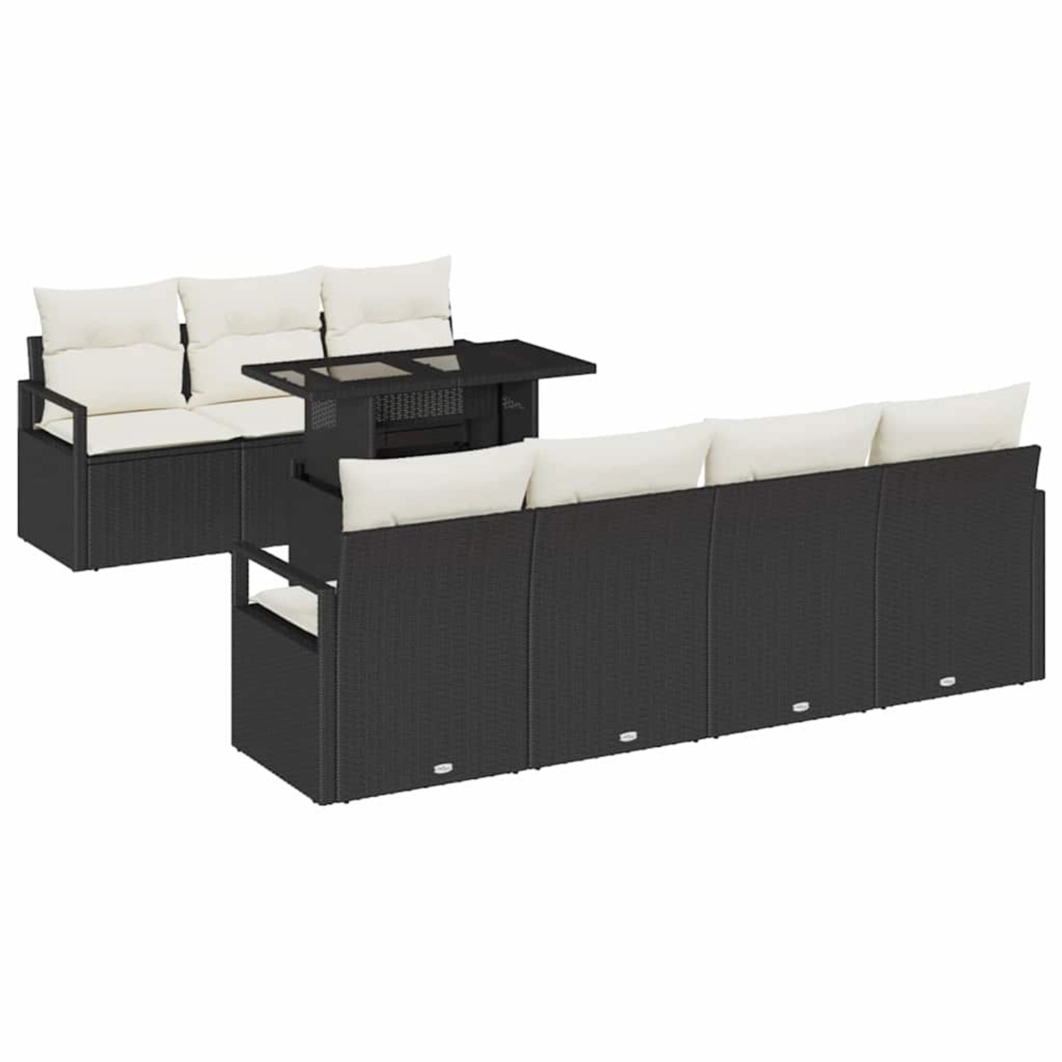 vidaXL Garten-Sofa-Set mit Speicher 8-Tlg Schwarz Poly Rattan 3357500 günstig online kaufen