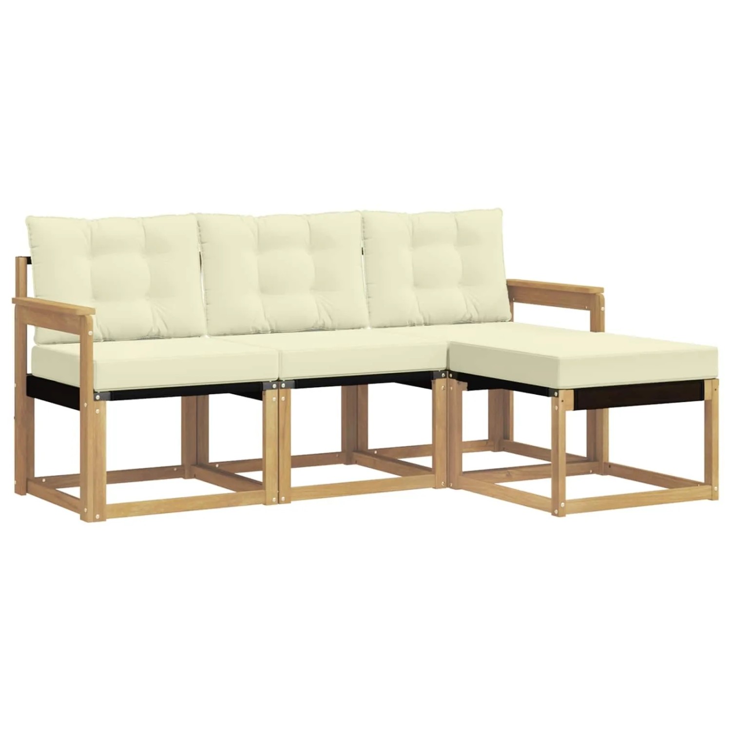 vidaXL Outdoor-Sofagarnitur mit Kissen 4-Tlg Weiß und Creme 3389348