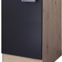 Flex-Well Spülenunterschrank Lara, 50 cm, Anthrazit/San Remo Eiche, mit Tür und silbernem Griff.