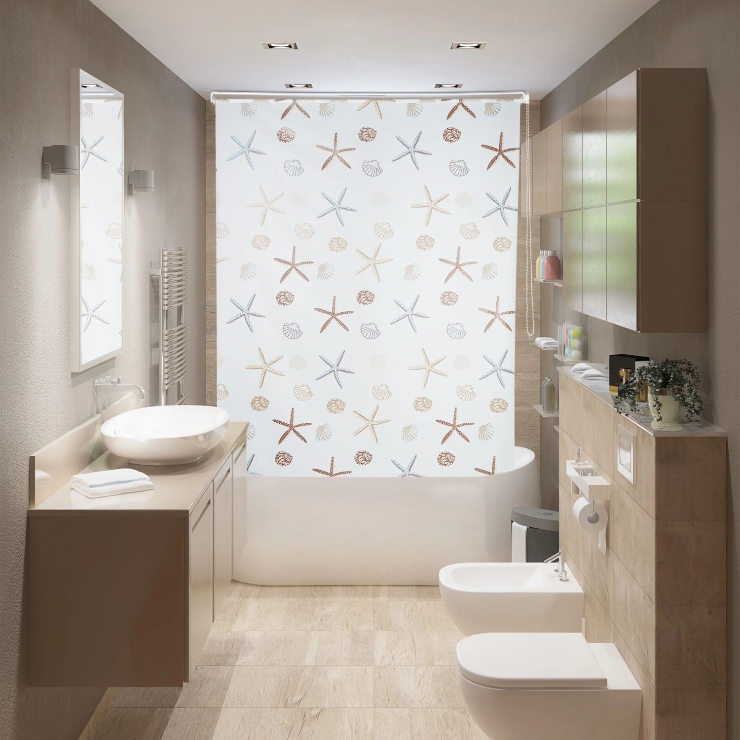 Relaxdays Duschrollo Kunststoff Aluminium Semitransparent Bedruckt Wasserabweisend Schnelltrocknend 100 cm x 240 cm 0,64 kg_3