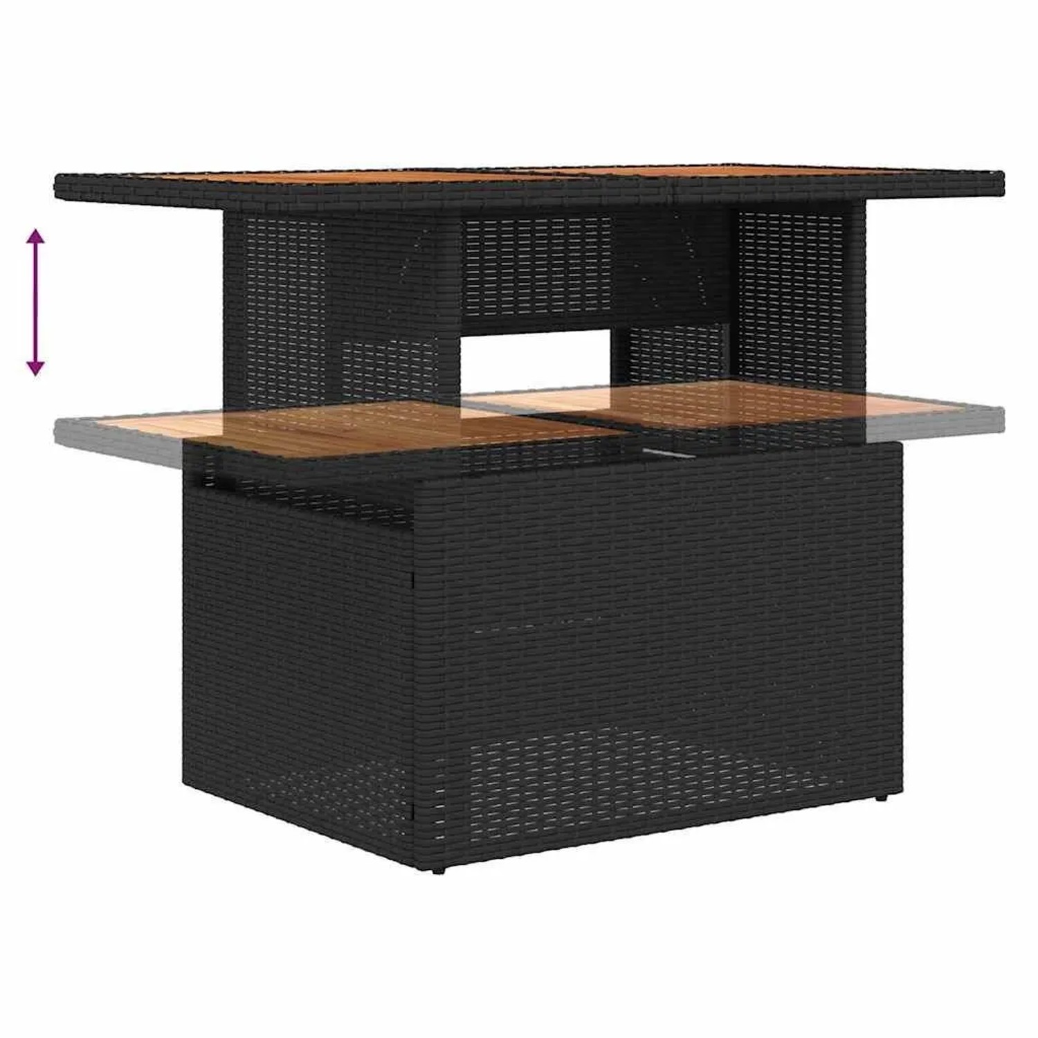 vidaXL Garten Essgruppe, 5-tlg, schwarz-braun, mit ausziehbarem Tisch.