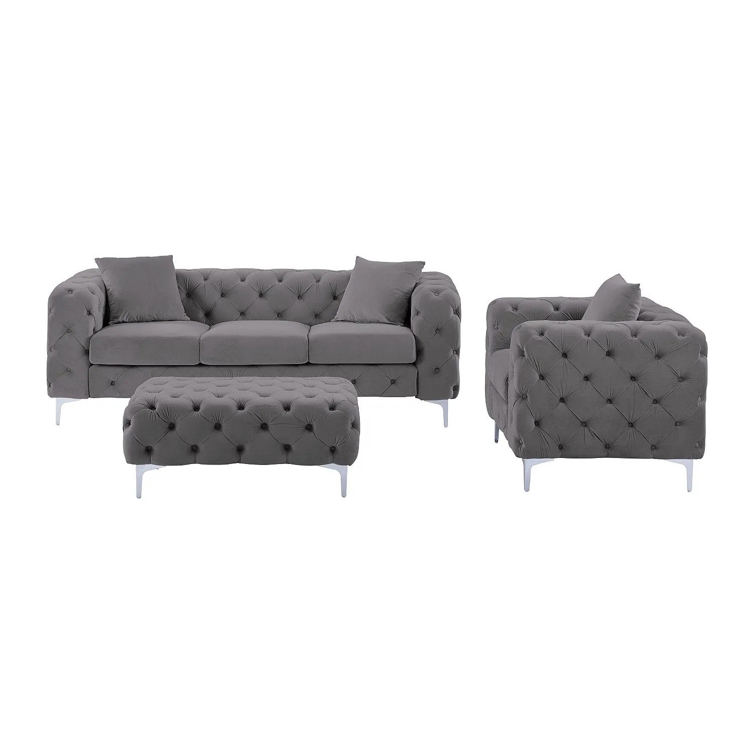 Vente-unique Couchgarnitur Mit Sessel Edwina Anthrazitgrau 103 cm  106 cm  220 cm