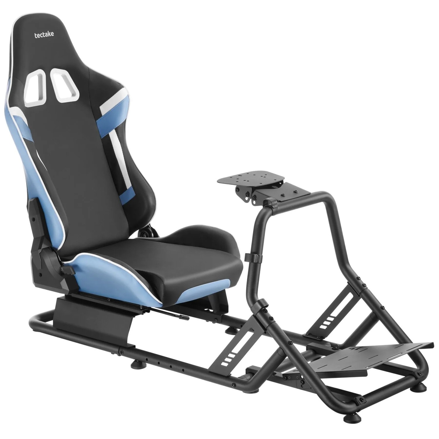 Tectake Gamingstuhl Play Verstellbarer Rennsitz Im Gt Style Kompatibel Mit Logitech Fanatec Thrustmaster Und Mehr 220 X 57 X 62 Cm Schwarz Azur