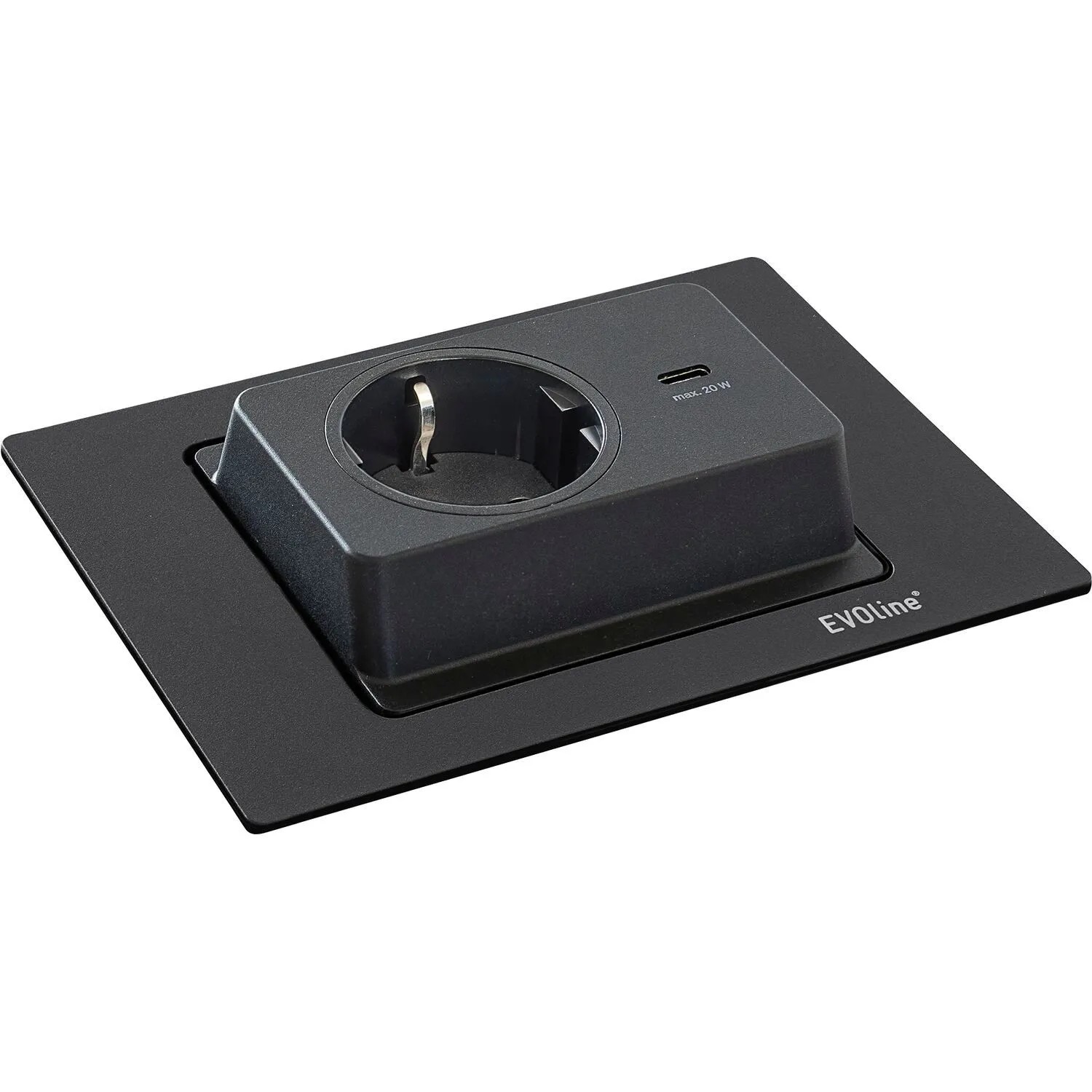 Evoline Spin Versenkbare Steckdose Steckdose 180 Grad mit Usb-C Schwarz