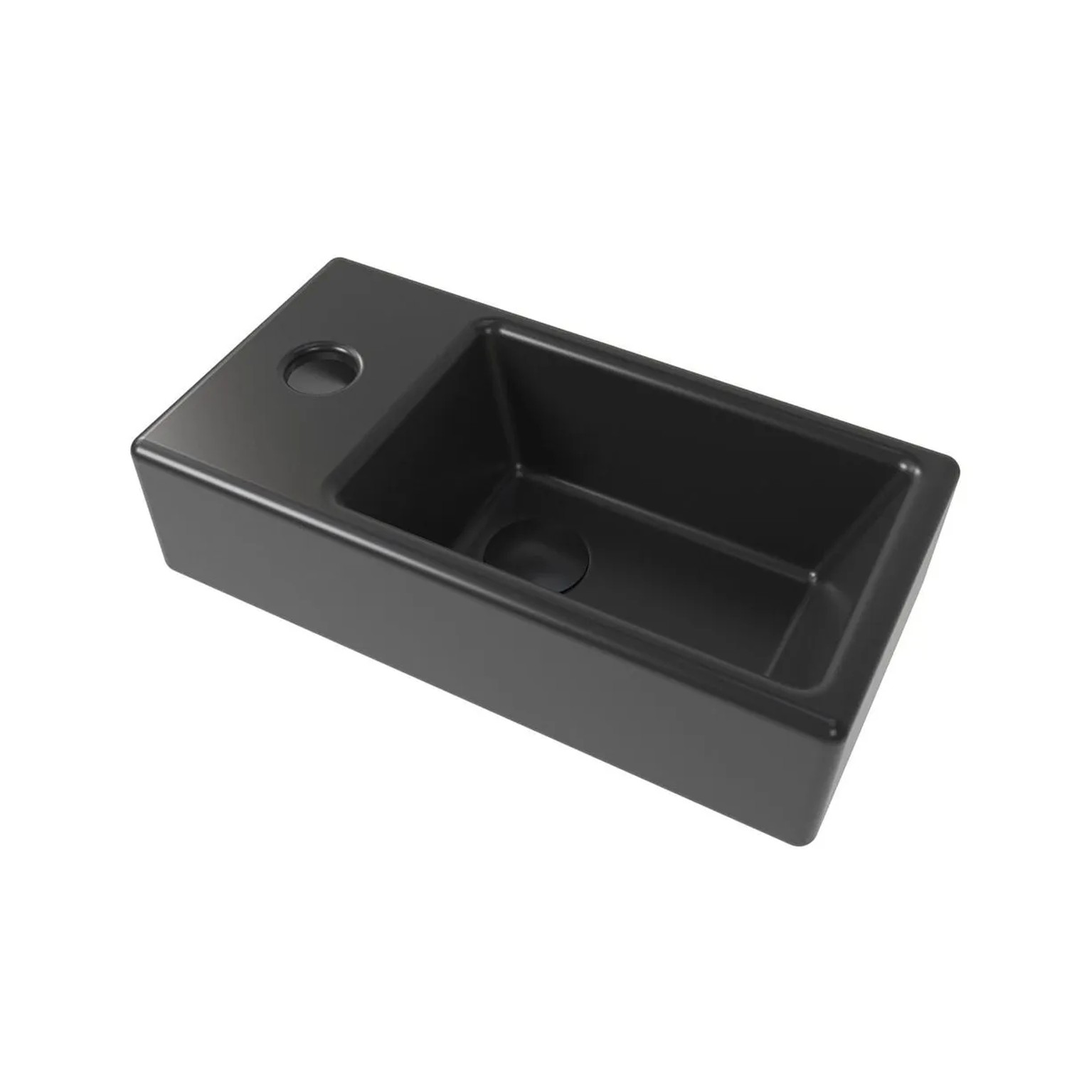 Swiss Aqua Technologies Handwaschbecken mit Hahnloch Links 40,5x20,5CM Schwarz Matt