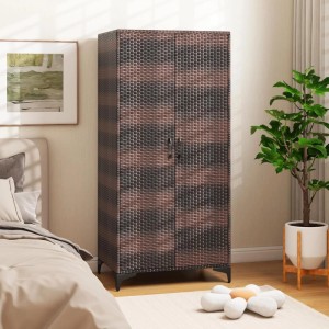 Costway Gartenschrank Rattan & Kleiderschrank mit Hängelstange Braun