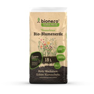 Sack bionero Bio-Blumenerde Bienenschmaus 18 l, torffrei mit Pflanzenkohle für Blumen und Pflanzen.