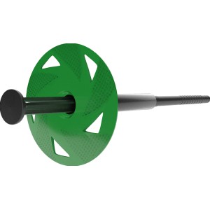 Universalschlagdübel H2 155 mm für Dämmstoffplatten, grüne Tellerbefestigung.