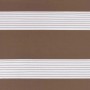 Braunes Doppelrollo aus Polyester mit Zebra-Muster: blickdichte und transparente Streifen.