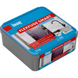 Knauf Flexfuge smart Zementgrau, 2 kg Eimer. Gebrauchsfertige Fugenmasse für Fliesen und Naturstein.