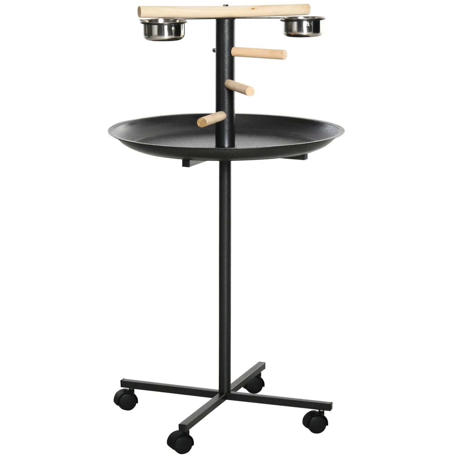 PawHut Vogelspielständer Metall Holz 60 x 60 x 111 cm Grau