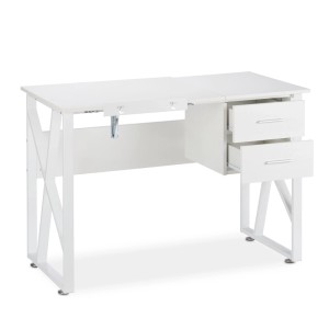 Relaxdays Schreibtisch Spanplatte Weiß Neigbar 75 cm x 110 cm x 55 cm