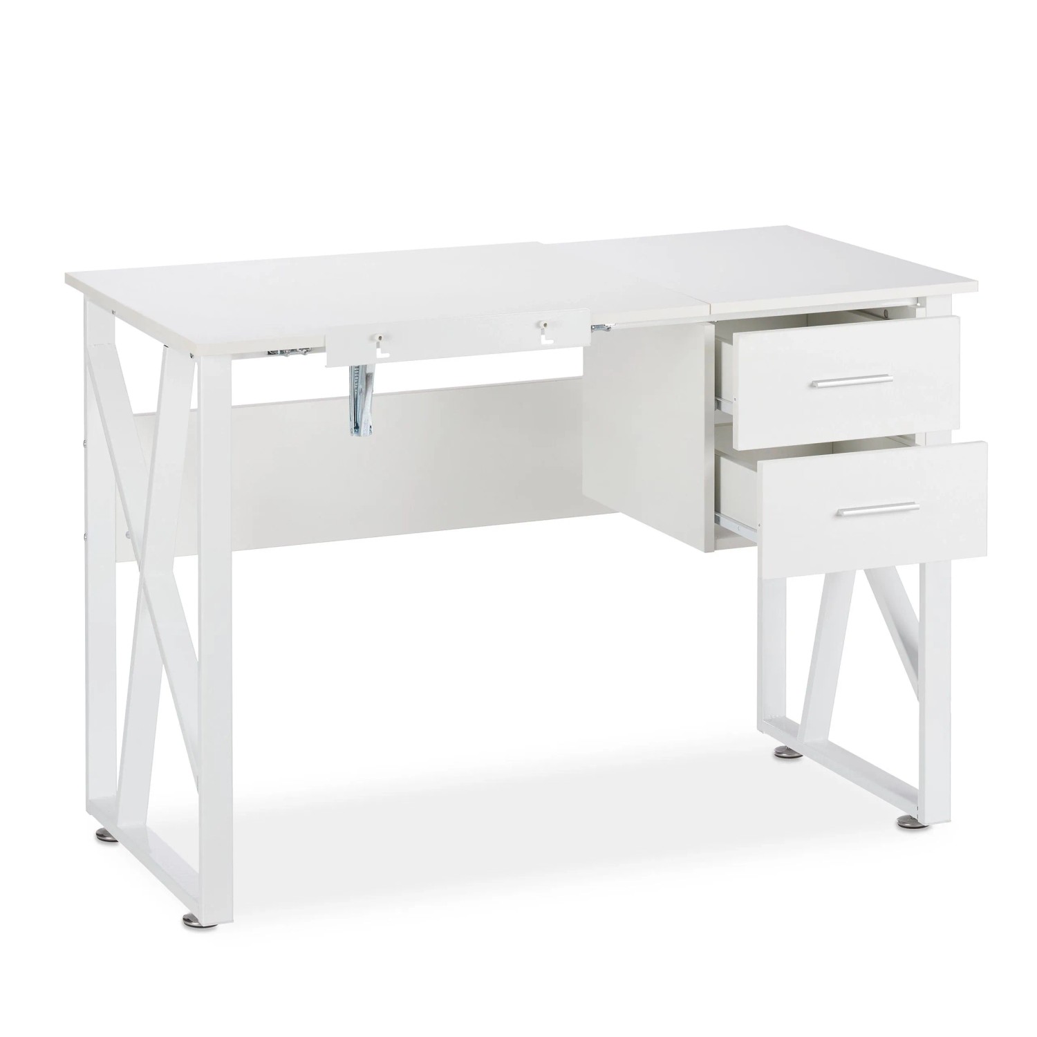Relaxdays Schreibtisch Spanplatte Weiß Neigbar 75 cm x 110 cm x 55 cm