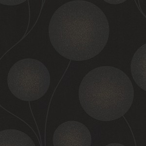 Schwarze Glitzer Tapete mit goldenen Kreisen, florales Muster, Vliestapete für Wohn- und Schlafzimmer.