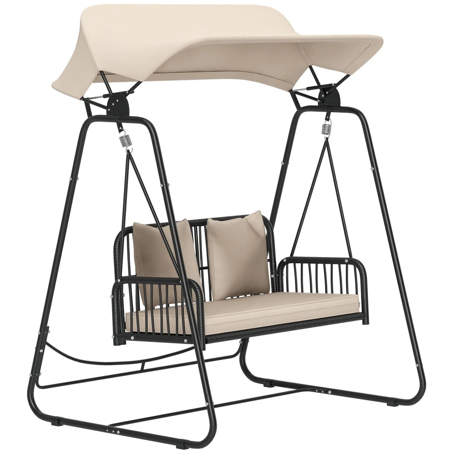 Outsunny Gartenschaukel Stahl Polyester Khaki 149L x 121B x 180H cm