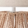 Detailaufnahme der beigen Tischleuchte Laraine (53cm) mit Textilschirm und dekorativen Fransen.