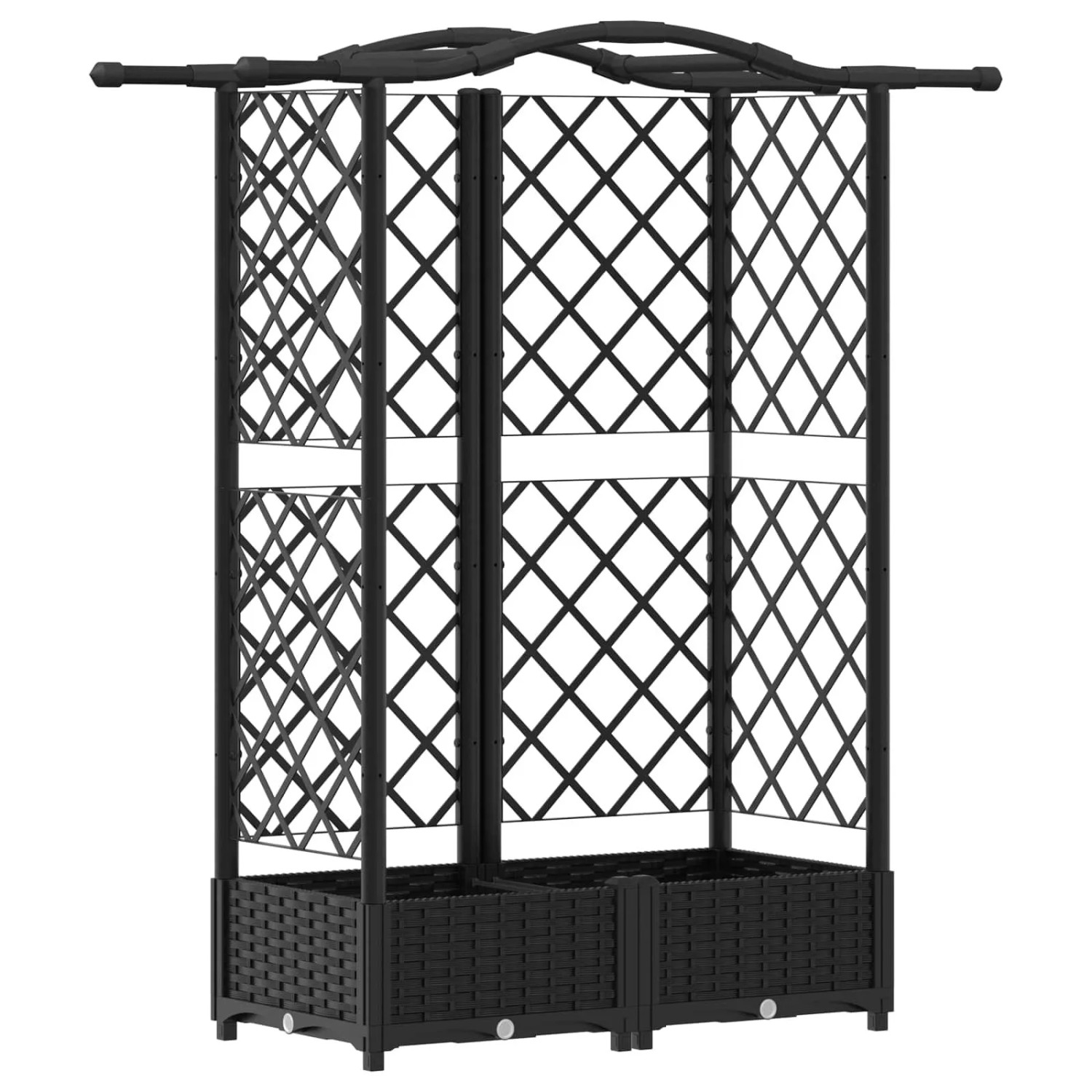 vidaXL Hochbeet mit Rankgitter und Dach Schwarz 124 x 40 x 126 cm PP 42032533