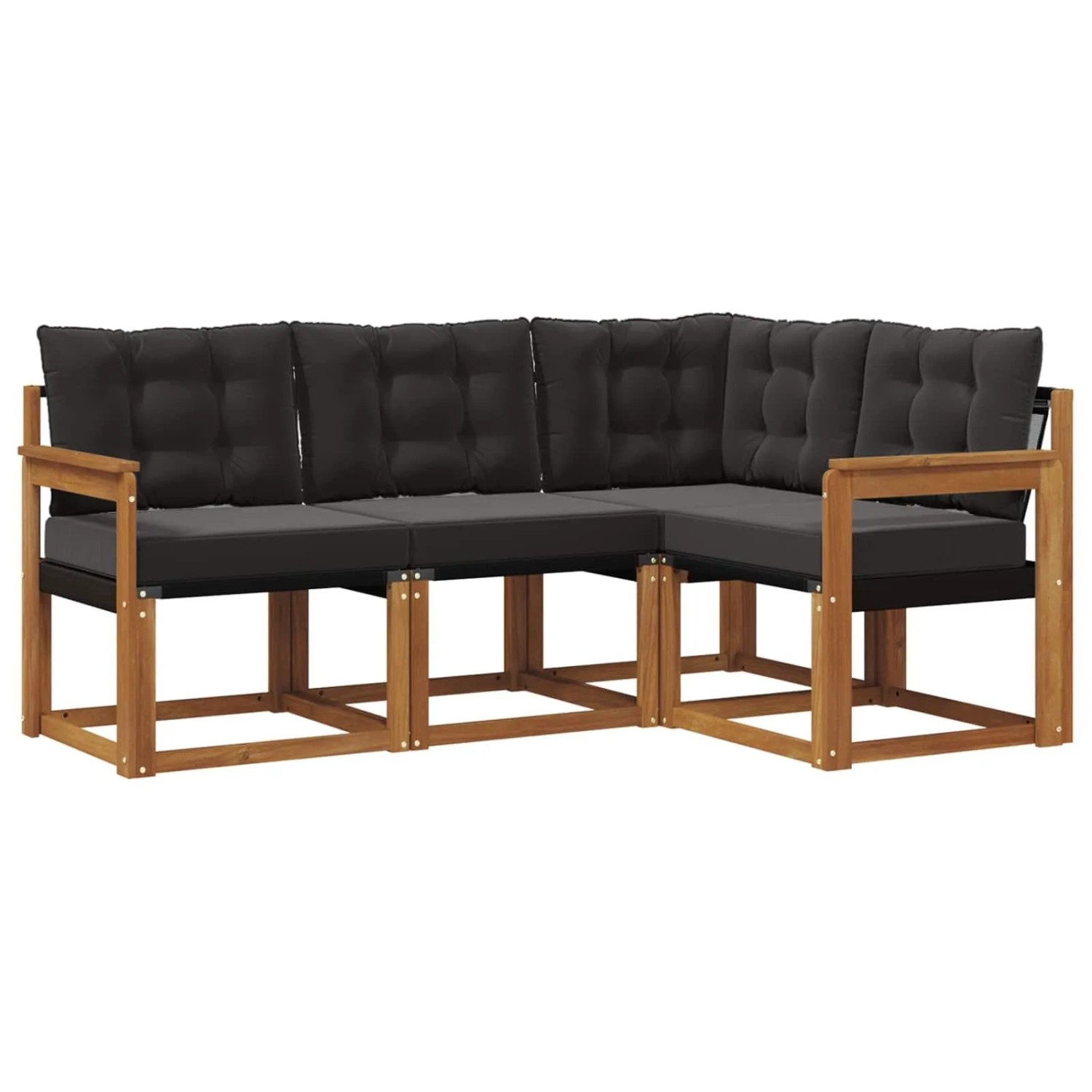 vidaXL Outdoor-Sofagarnitur mit Kissen 4-Tlg Natur und Schwarz 3368611