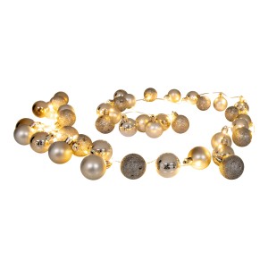Goldene Näve LED Lichterkette für Außen mit Kugeln als Weihnachtsdeko.