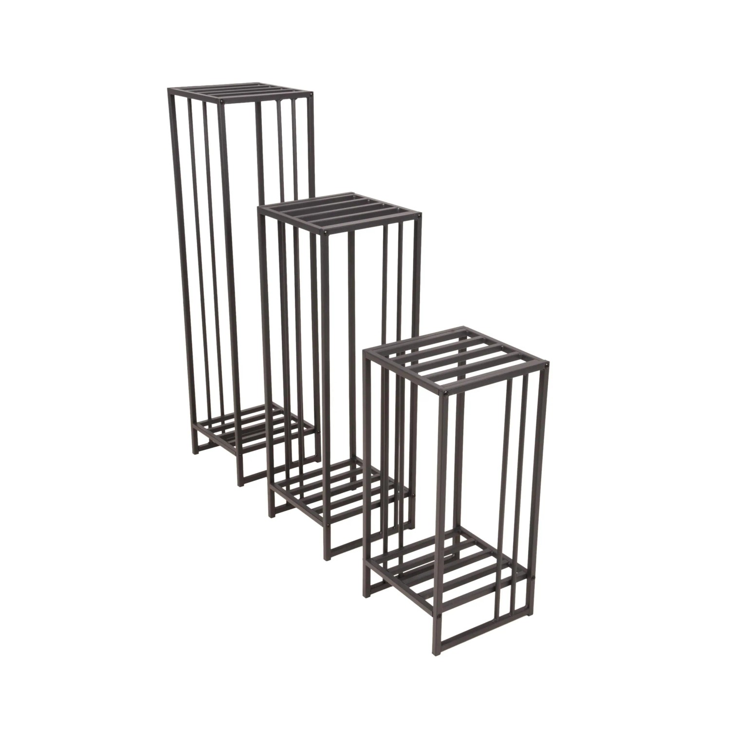 DELUKE Pflanzständer GEORG 3er Set Schwarz Stahl Blumenständer Topfhalter Planzen Dekoration Garten Balkon
