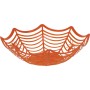 Oranger Korb aus PP-Material in Spinnennetz-Optik, 27,5x27,5x8cm, für Halloween.