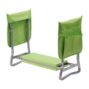 Relaxdays Kniebank Stahl Hellgrün mit Taschen Klappbar 50 cm x 60 cm x 27,5 cm