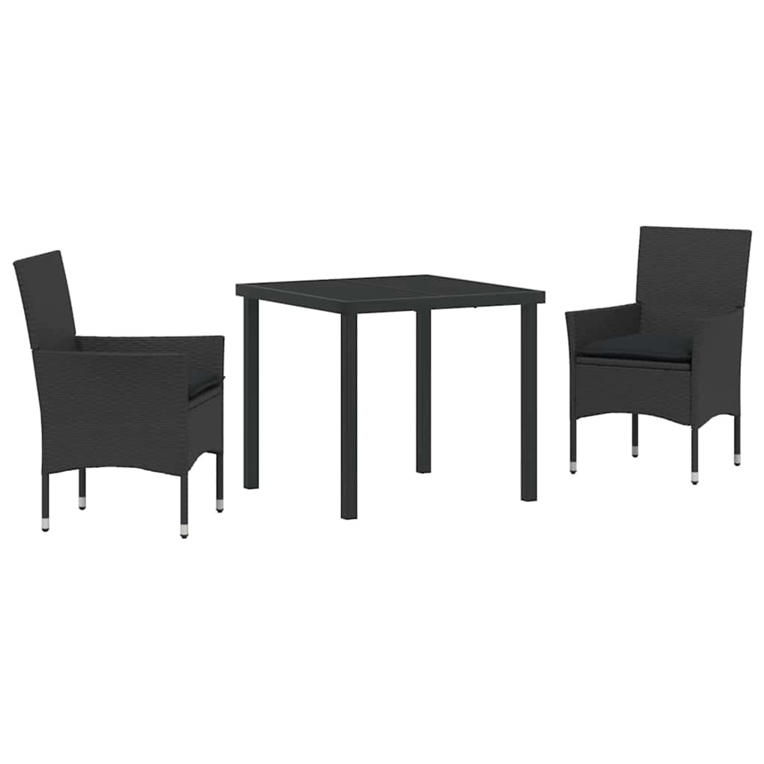 vidaXL Garten Essgruppe mit Kissen 3-Tlg Schwarz Poly Rattan 3379772 günstig online kaufen