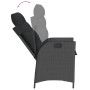 Verstellbarer Gartensessel aus Poly Rattan (schwarz) mit Kissen, Rückenlehne verstellbar.