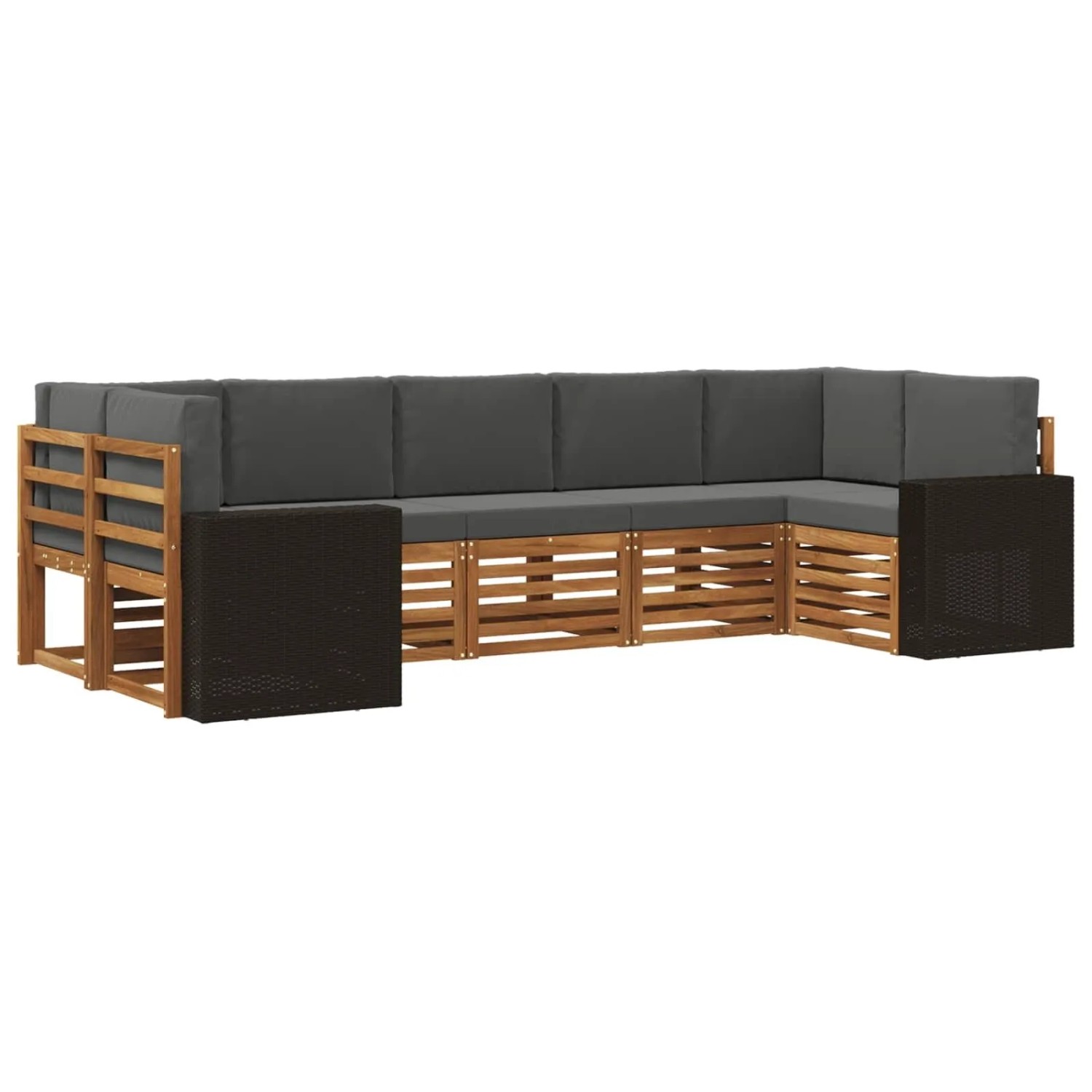 vidaXL Ecksofa Set mit Kissen 7 Stk Natur und Anthrazit Polyester 3384813