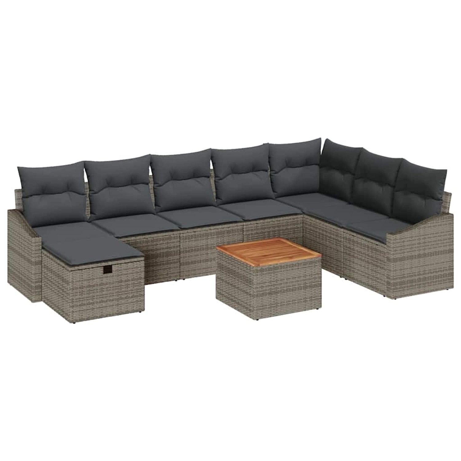 vidaXL 9-Teiliges Garten-Sofaset mit Kissen Grau Poly Rattan 3359580 günstig online kaufen