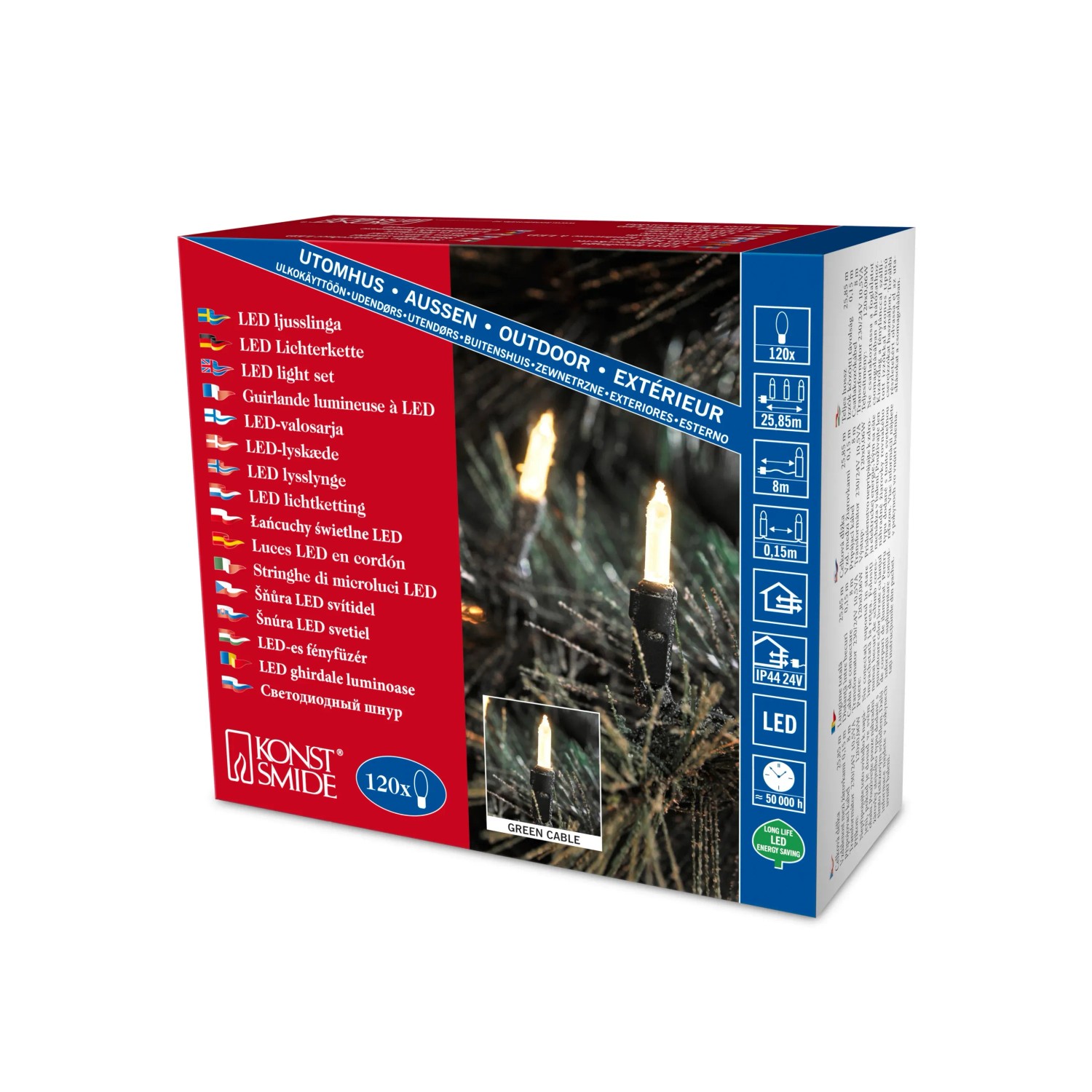 Konstsmide Mini LED Lichterkette 120 warmweiße LEDs innen und außen