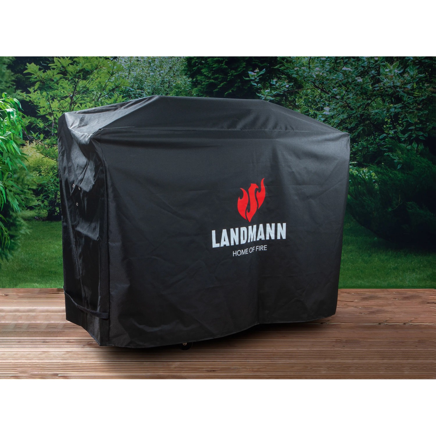 Graue Landmann Wetterschutzhaube Premium für Grills, 62x148x120 cm, schützt vor Witterung.