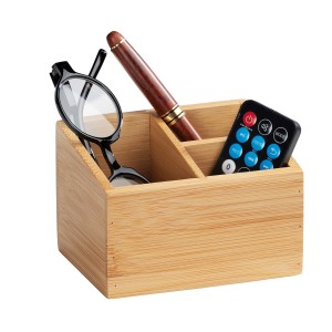 Wenko Bambus Organizer Terra mit 3 Fächern, natur, zur Aufbewahrung von Büro- und Badartikeln.