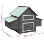 Grau-weißer Hühnerstall aus Holz mit zwei Nistkästen und Fenster.
