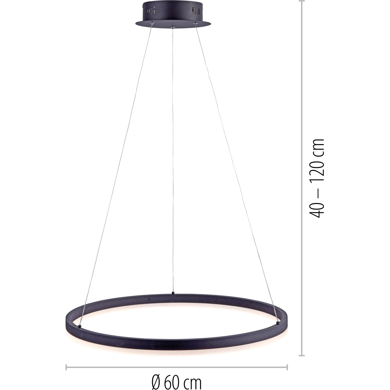 Moderne LED-Pendelleuchte Titus von Paul Neuhaus, anthrazit, Ø 60 cm, dimmbar.