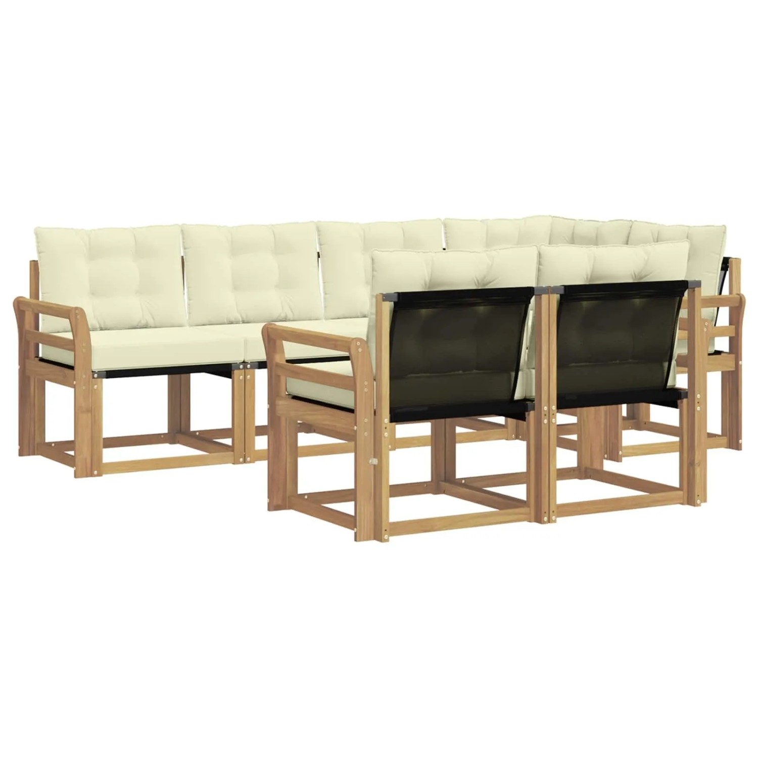 vidaXL Outdoor-Sofagarnitur mit Kissen 7-Tlg Weiß und Creme 3389572