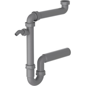 Kirchhoff Raumspar Siphon für Küchenspüle, Eco Save Modell mit Geräteanschluss.